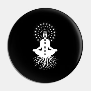 Meditator Roots, Chakras and Mandala Pin