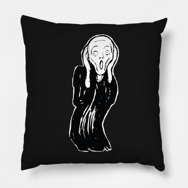 The Scream  minimalized Black and White Pillow by pelagio