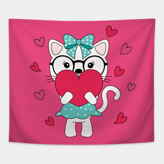 Katze Herz Katze Tapestry Teepublic