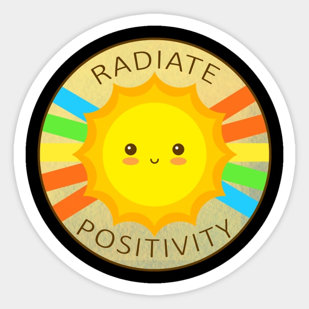 Radiate Positivity Be Happy Good-Vibes Cute Sun & Rainbow 
