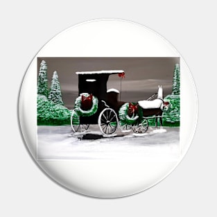 Horse and cart christmas painting Pin