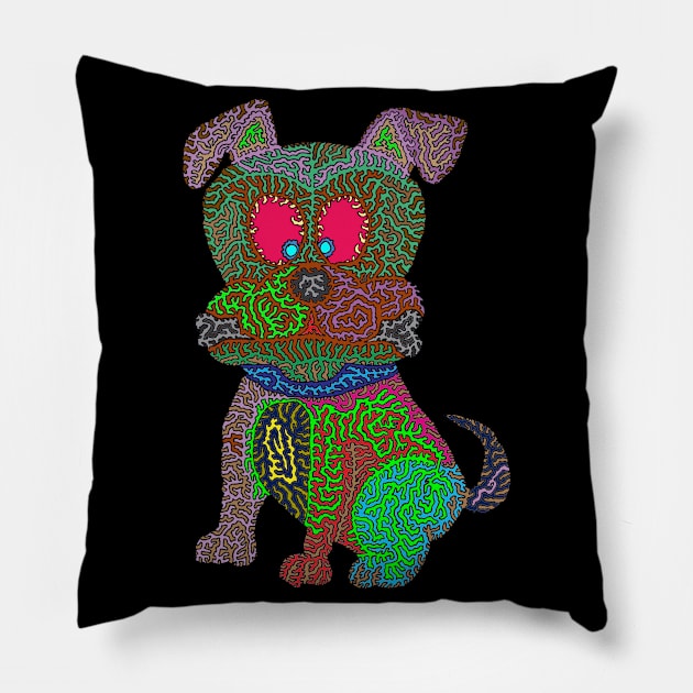 Psychedelic Puppy Pillow by NightserFineArts