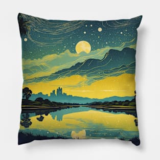 Parana Brazil Starry Night Vintage Tourism Travel Poster Art Pillow