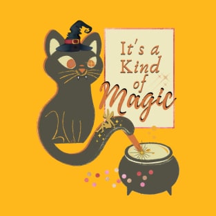 Halloween Wizard Black Cat T-Shirt