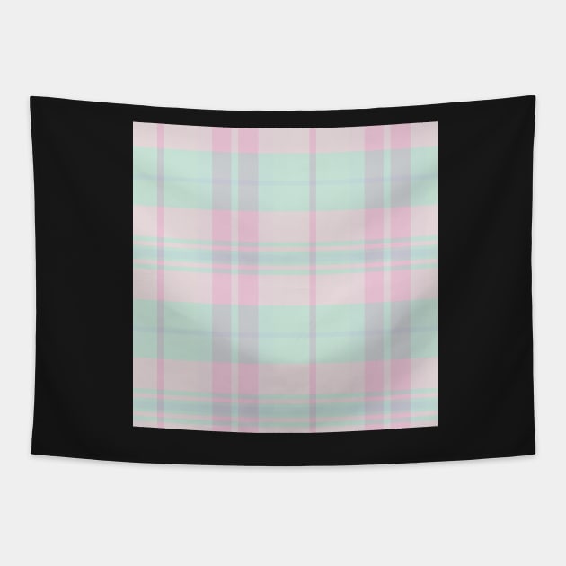 Pastel Aesthetic Arable 2 Hand Drawn Textured Plaid Pattern Tapestry by GenAumonier