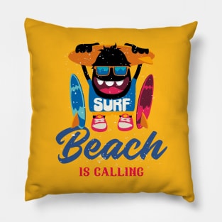 surf the beach is calling Pillow