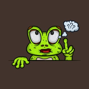 Frog Cartoon With Confused Face Expression T-Shirt