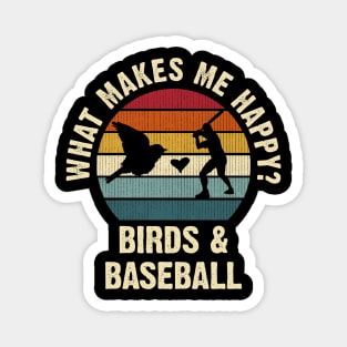 Bird Lover Baseball Softball Vintage Circle Magnet