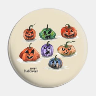 Happy Halloween Pumpkin Hand drawn Pin