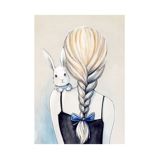 Drawing White Rabbit and Girl by Olya Yatsenko