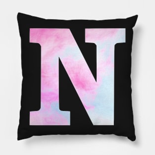 The Letter N Blue and Pink Design Pillow