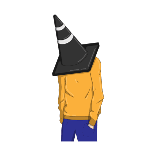 A man with a traffic cone on his head T-Shirt