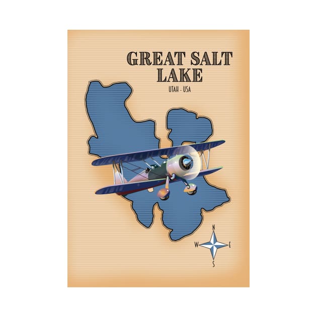 Great Salt Lake Utah vintage style map by nickemporium1