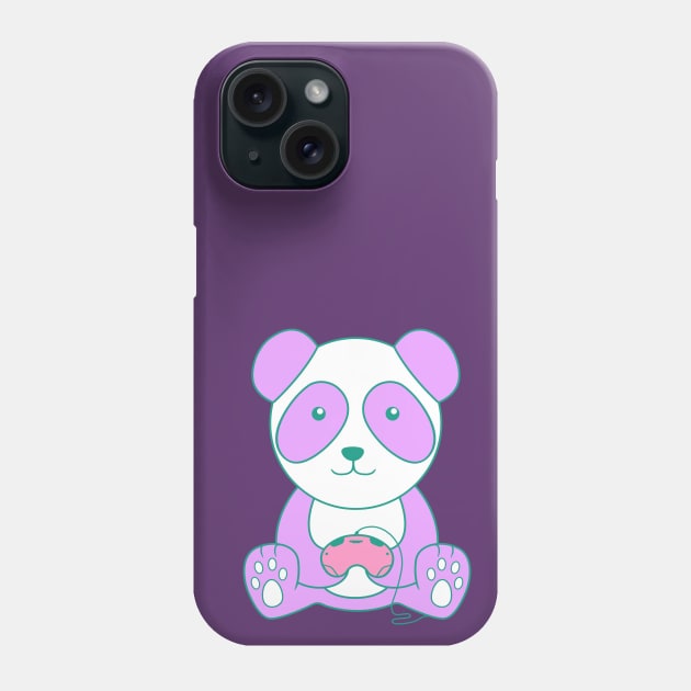 Purple Gaming Panda With Controller Phone Case by Just Gaby Gaming