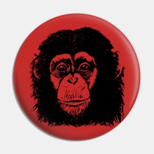 Chimp Face Black on color Pin