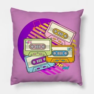 80s Colorful Cassette Tapes Pillow