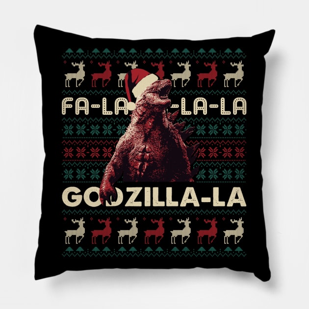 Christmas Godzilla Pillow by mia_me