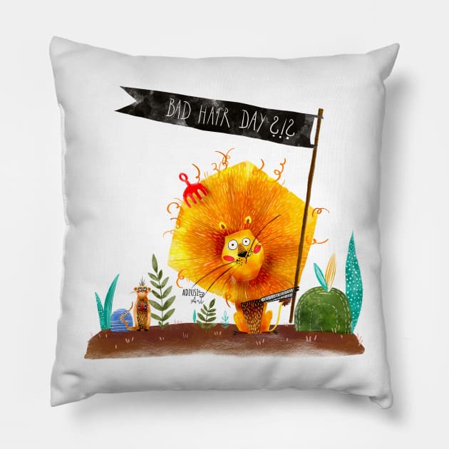 Bad hair Day?!? Pillow by Adzusi.art