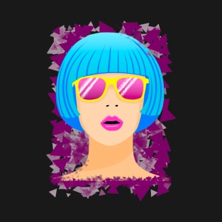 Girl with blue hair and pink sunglasses T-Shirt