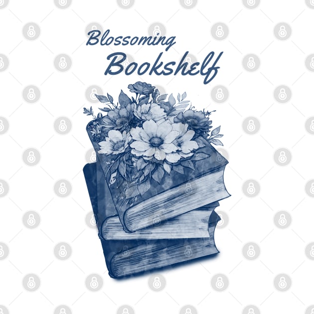 Blossoming Bookshelf, Reading books, pink flowers growing from book, Book Sticker, bookworm gift for reader,student gift, lover books by Collagedream