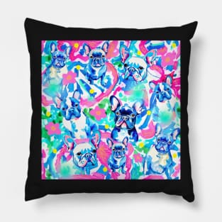 French Bulldogs preppy seamless pattern Pillow