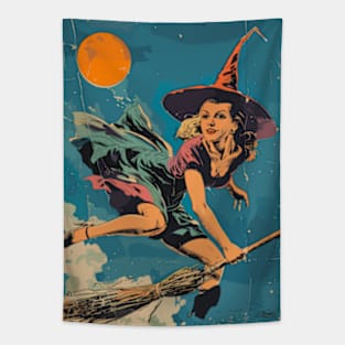 Vintage Witch Broomstick Tapestry
