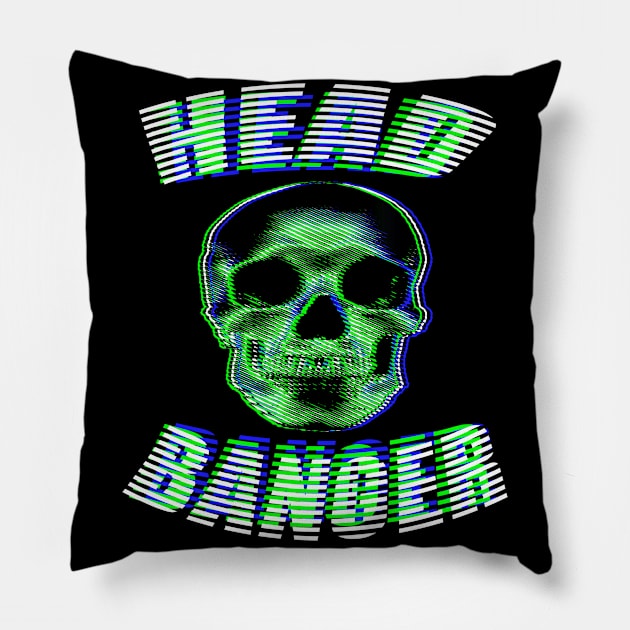 Head Banger Skull Headbanger Pillow by BIGUP