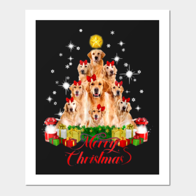 Merry Christmas Golden Retriever Christmas Tree Christmas