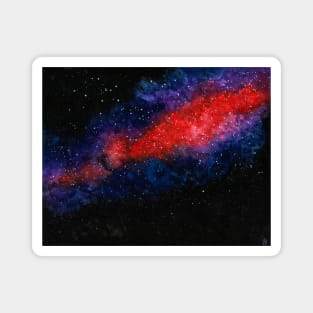 Red Nebula Watercolor Painting Magnet