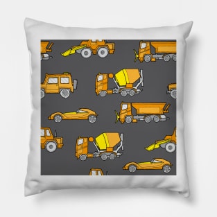 Vehicles orange on gray Pillow