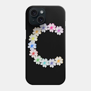 Letter C, flower, cosmos flowers, floral, nature Phone Case