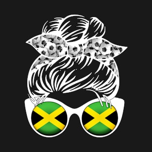 Jamaica Football Messy Bun T-Shirt