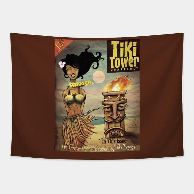 Tiki Tower Quarterly Tapestry by zerostreet