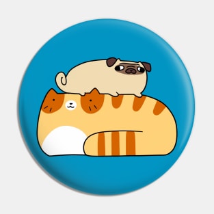 Tabby Cat and Little Pug Pin