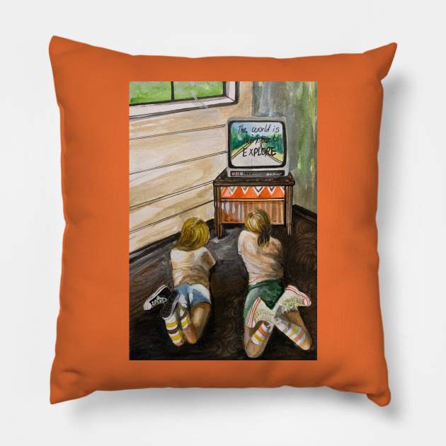 70s kids Pillow by The artist of light in the darkness 