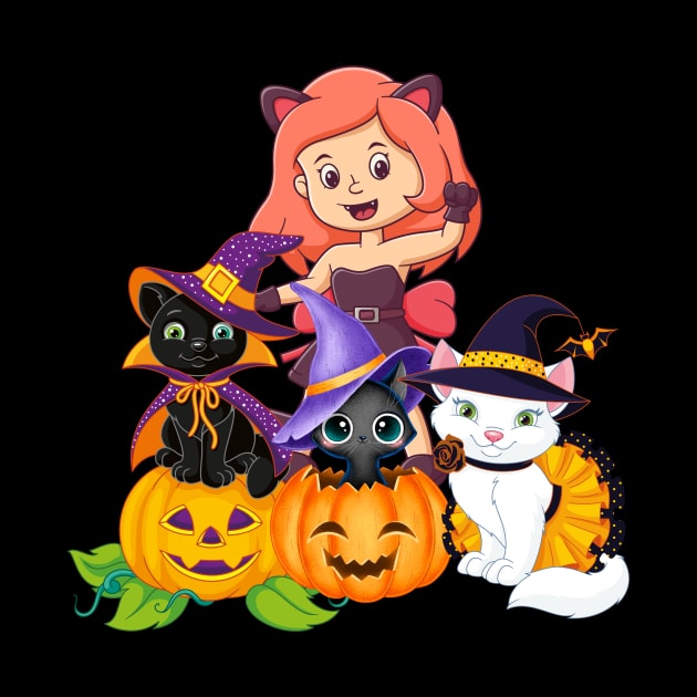 funny witch and her cats enjoy in halloween by funnyd