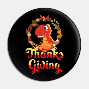 Dinosaurs Happy Thanksgiving Day Pin