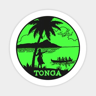 TONGA VINTAGE TRAVEL CANOE SEA PLANE SOUTH PACIFIC POLYNESIA Magnet