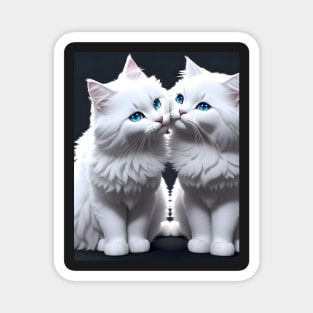 White Cats - Modern Digital Art Magnet