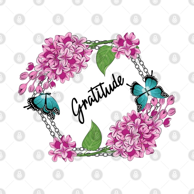 Gratitude - Lilacs And Butterflies by Designoholic