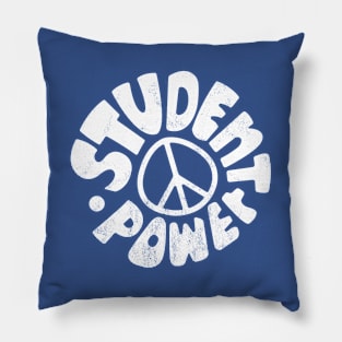 Vintage 1960's Peace Student Power (White) Pillow