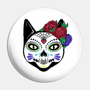 Day of the Dead Cat Sugar Skull Pin