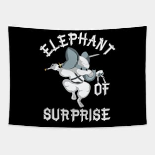 Elephant of Surprise | Funny Elephant Ninja Katana Kung Fu Tapestry