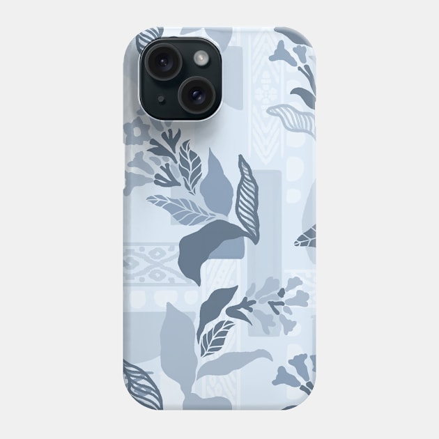 Blue Solid Shapes and Flowers Phone Case by Carolina Díaz