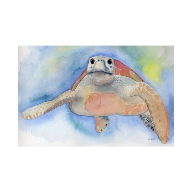 Sea Turtle in Watercolor by Sandraartist