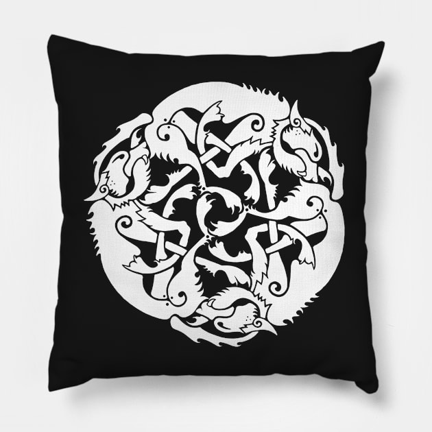 Celtic White Wolves Pillow by Dysis23A