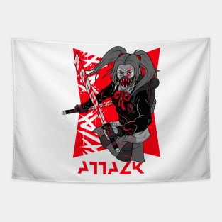 Ninja Warrior Attack Girl Tapestry