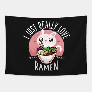 Ramen Japanese Noodles Kawaii Anime Cat Tapestry