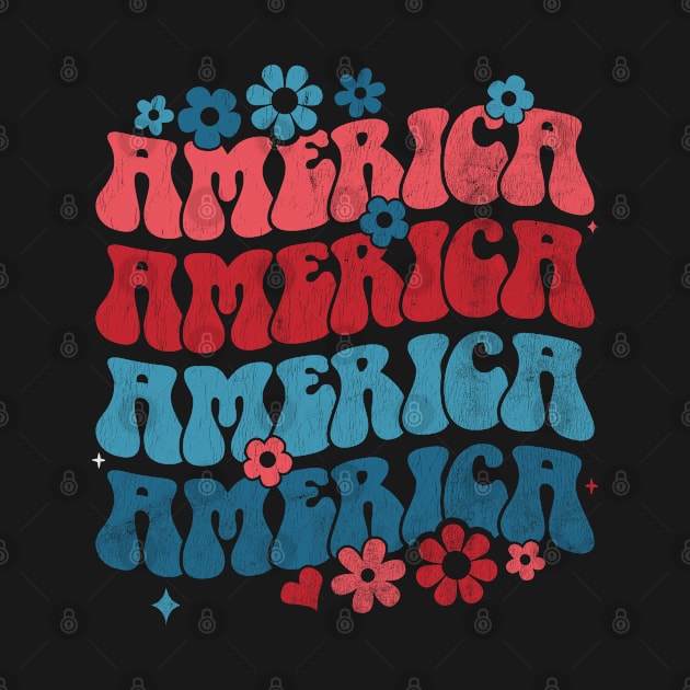 Vintage american groovy 4th of july America patriotic USA by BramCrye
