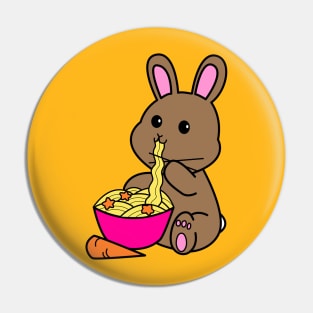 Chibi Bunny Eating Carrot Ramen Pin